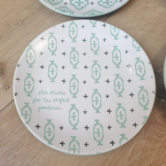 Mary & Martha Perfect Goodness Salad Plates Lot of 4 Green White Give Thanks - Picture 3 of 14